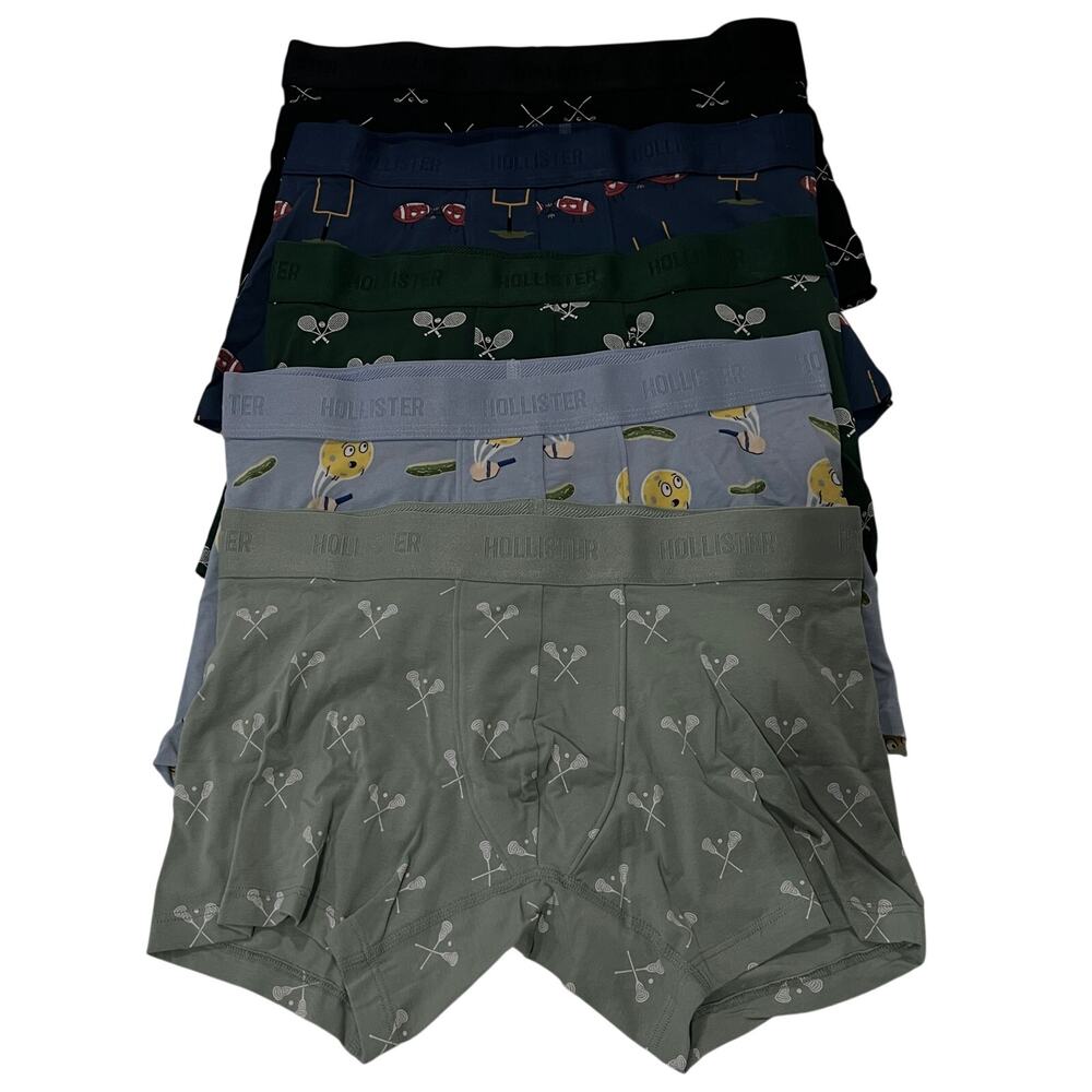 HOLLISTER Mens NWT 5-Pack Classic Length 4" Inseam Boxer Briefs Sports Size M